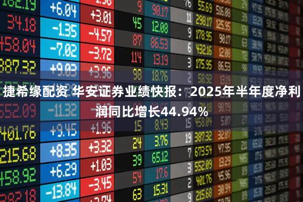 捷希缘配资 华安证券业绩快报：2025年半年度净利润同比增长44.94%
